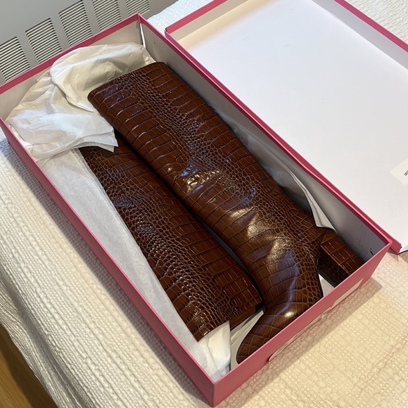 NWT Paris Texas croc embossed leather knee high boots 38.5 - Picture 5 of 7